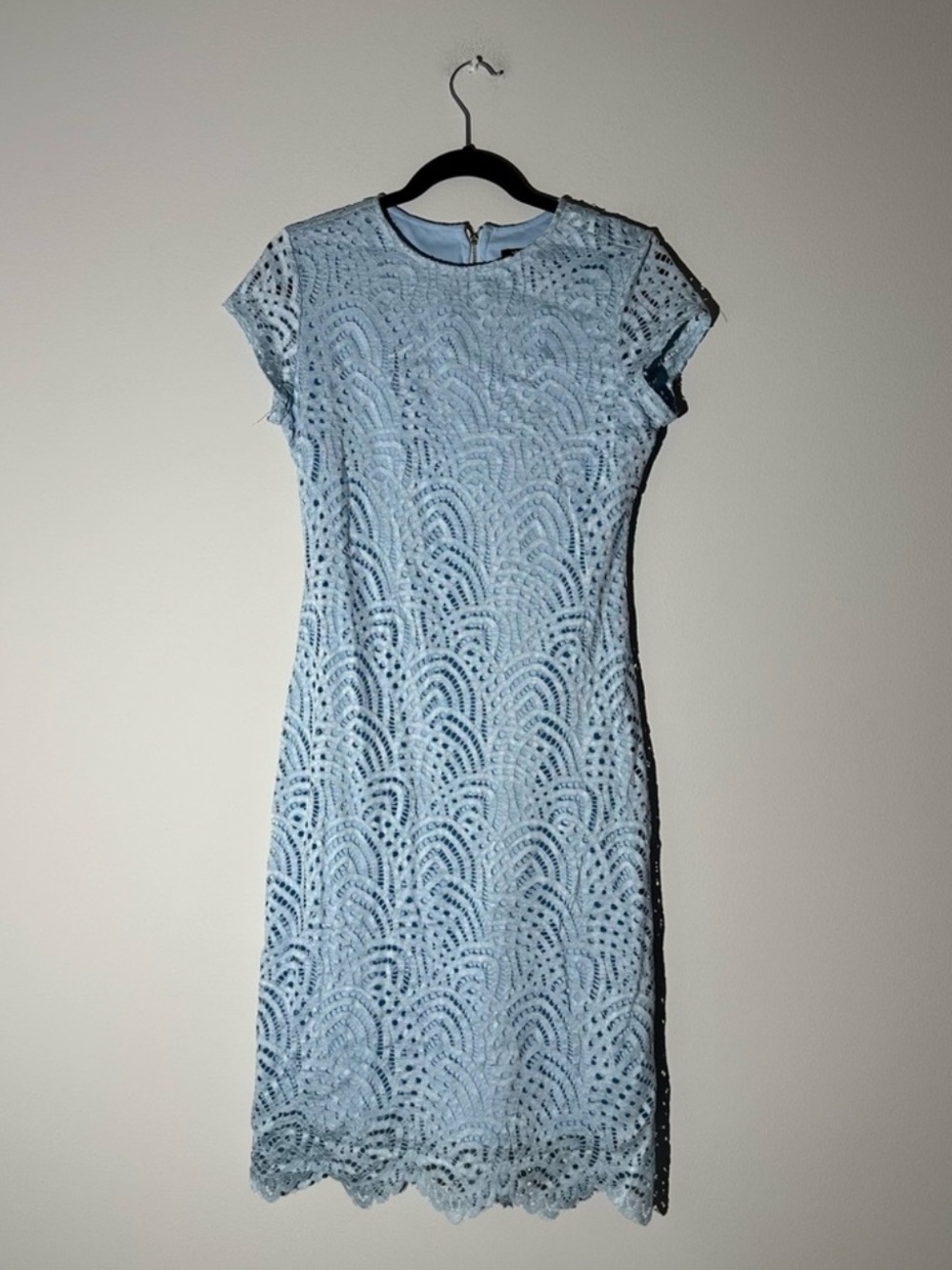 Sharagano Elegant Light Blue Lace Sheath Dress Size 4